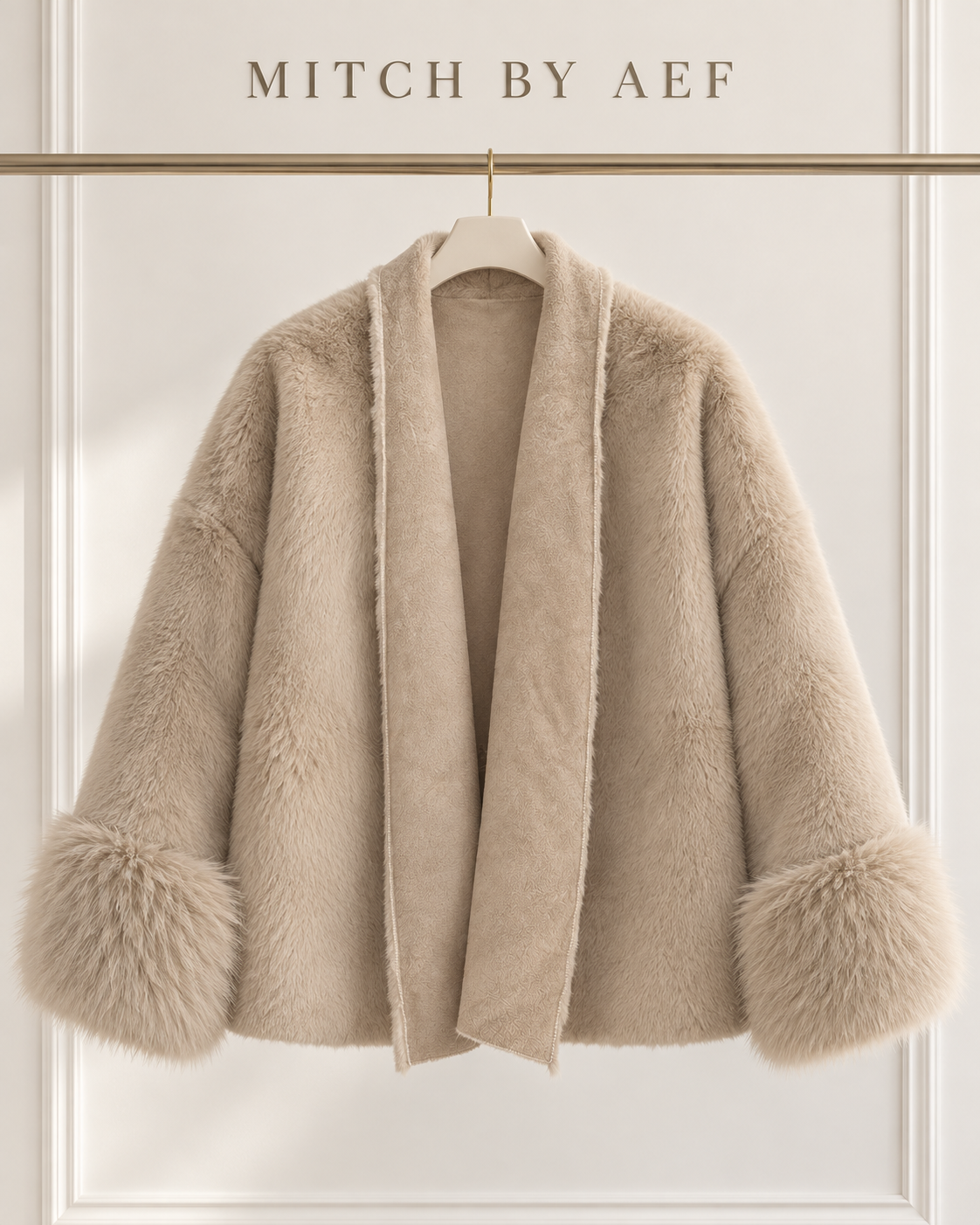 Damenjacke in Felloptik Beige - ALBA