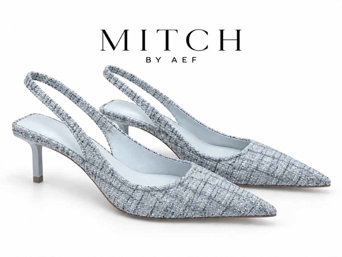 Escarpins Slingback Femme Tressés à Bout Pointu - Talon Fin