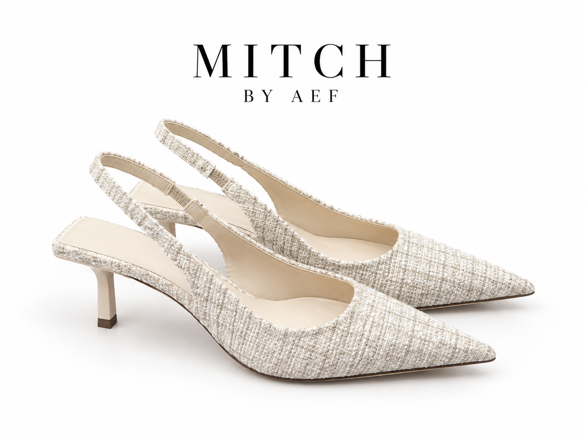 Escarpins Slingback Femme Tressés à Bout Pointu - Talon Fin