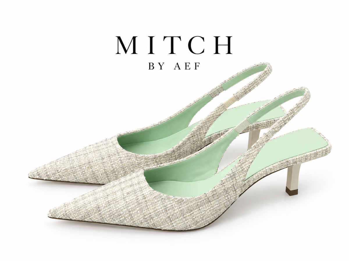 Escarpins Slingback Femme Tressés à Bout Pointu - Talon Fin
