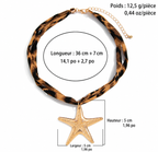 Guide des tailles collier choker léopard pendentif étoile de mer dorée longueur 36cm rallonge 7cm