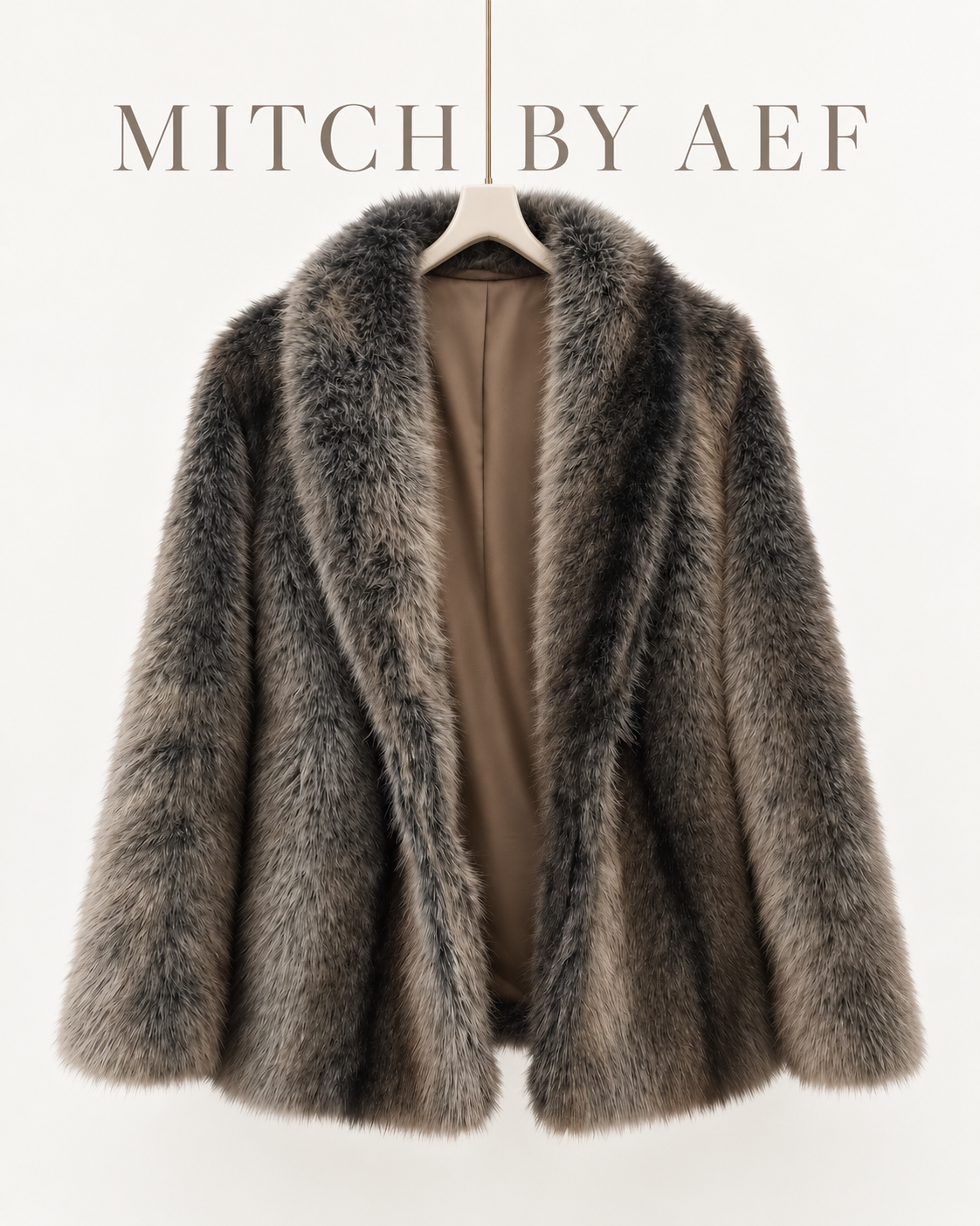 Cappotto lungo da donna a righe effetto pelliccia con collo a revers - ALVARA