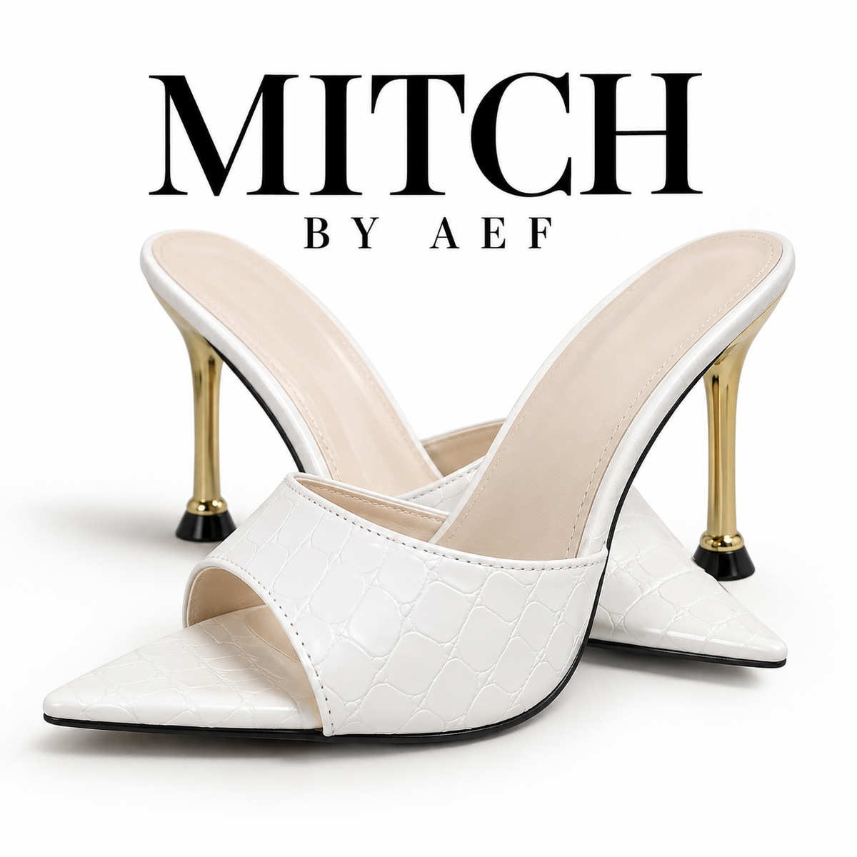 Mules Femme Croco à Talon Aiguille 9 cm - Bout Ouvert
