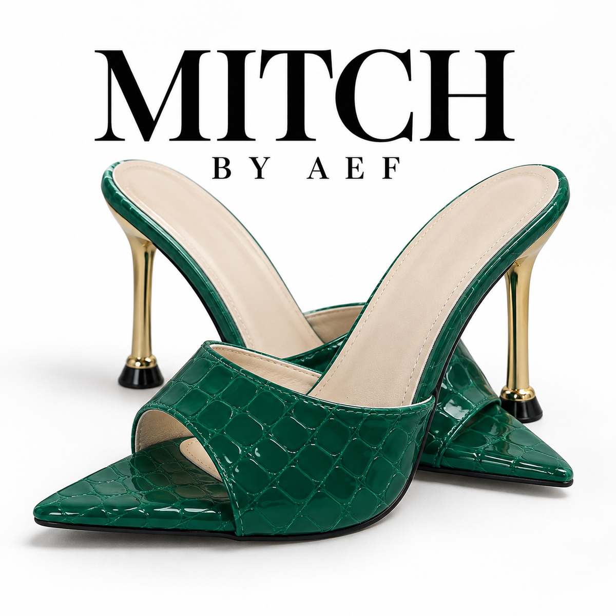 Mules Femme Croco à Talon Aiguille 9 cm - Bout Ouvert