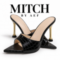 Mules Femme Croco à Talon Aiguille 9 cm - Bout Ouvert