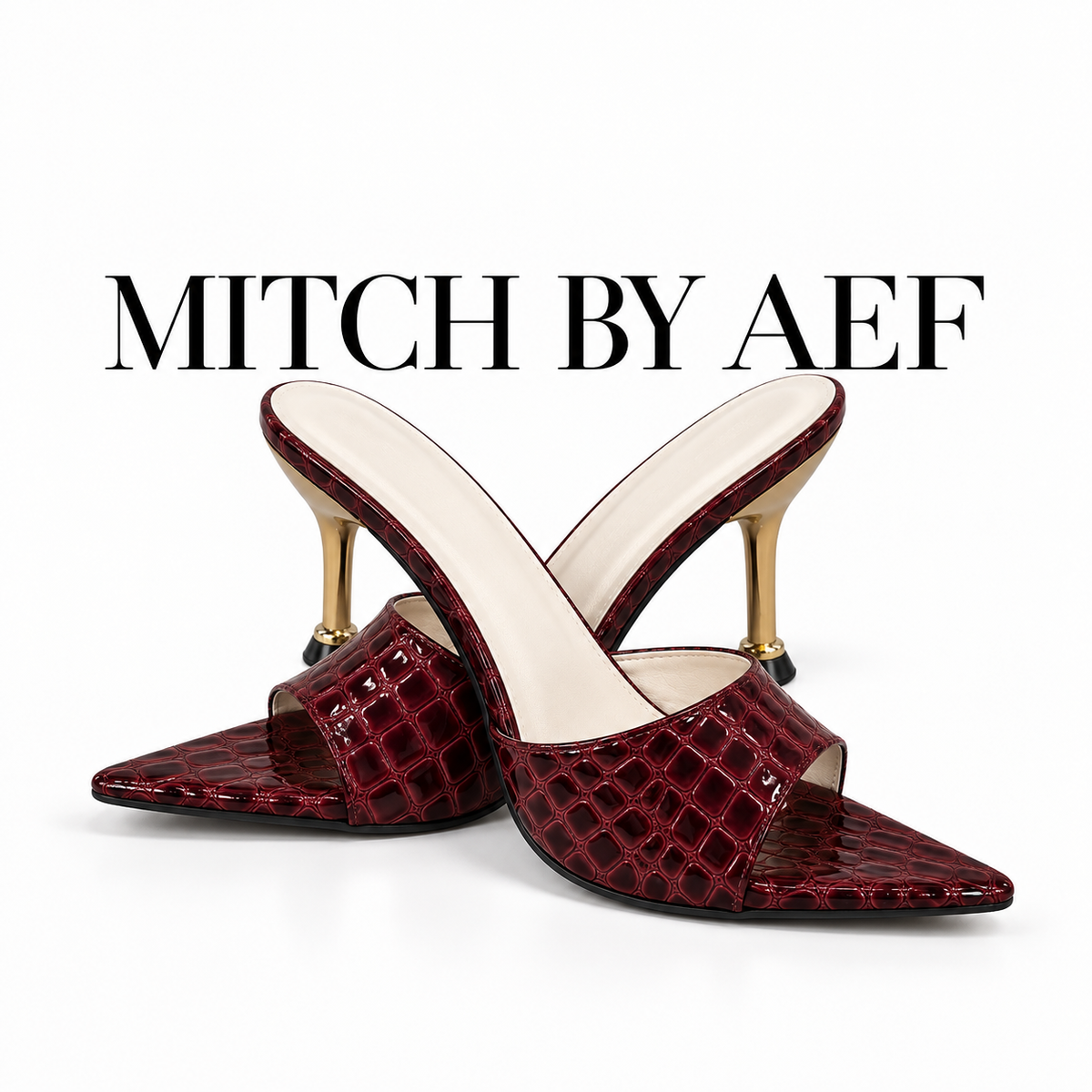 Mules Femme Croco à Talon Aiguille 9 cm - Bout Ouvert