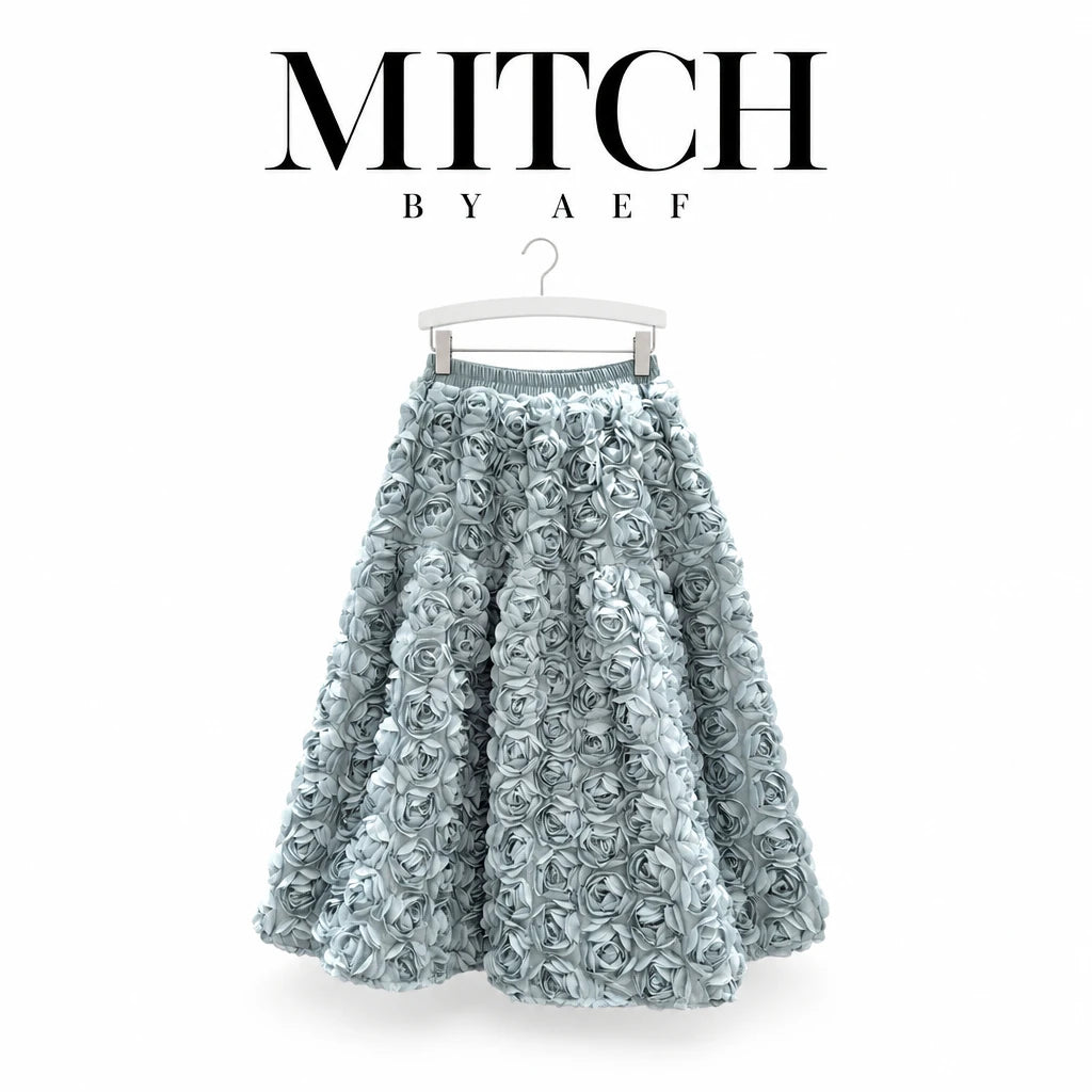 Jupe midi femme à fleurs 3D taille haute élastique MITCH BY AEF