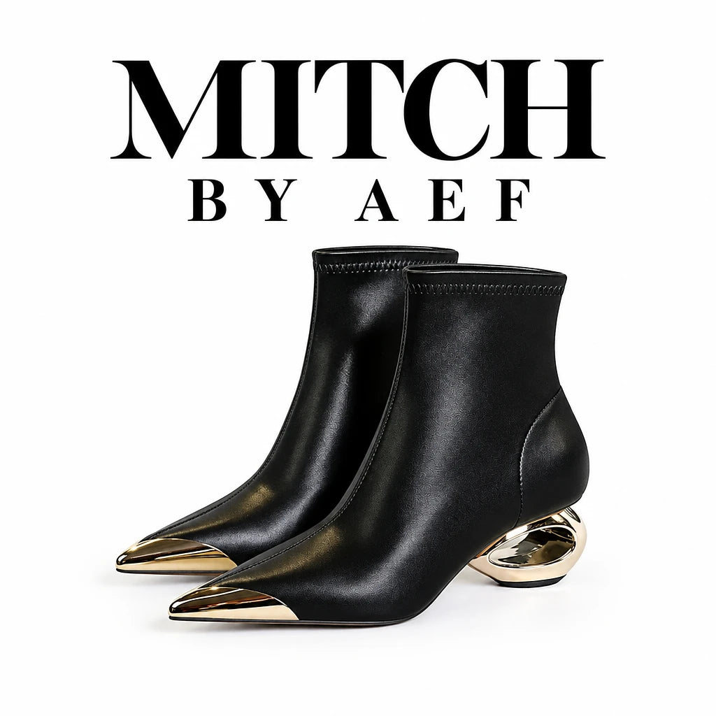 Bottines noires femme à bout métallique et talon sculptural MITCH BY AEF