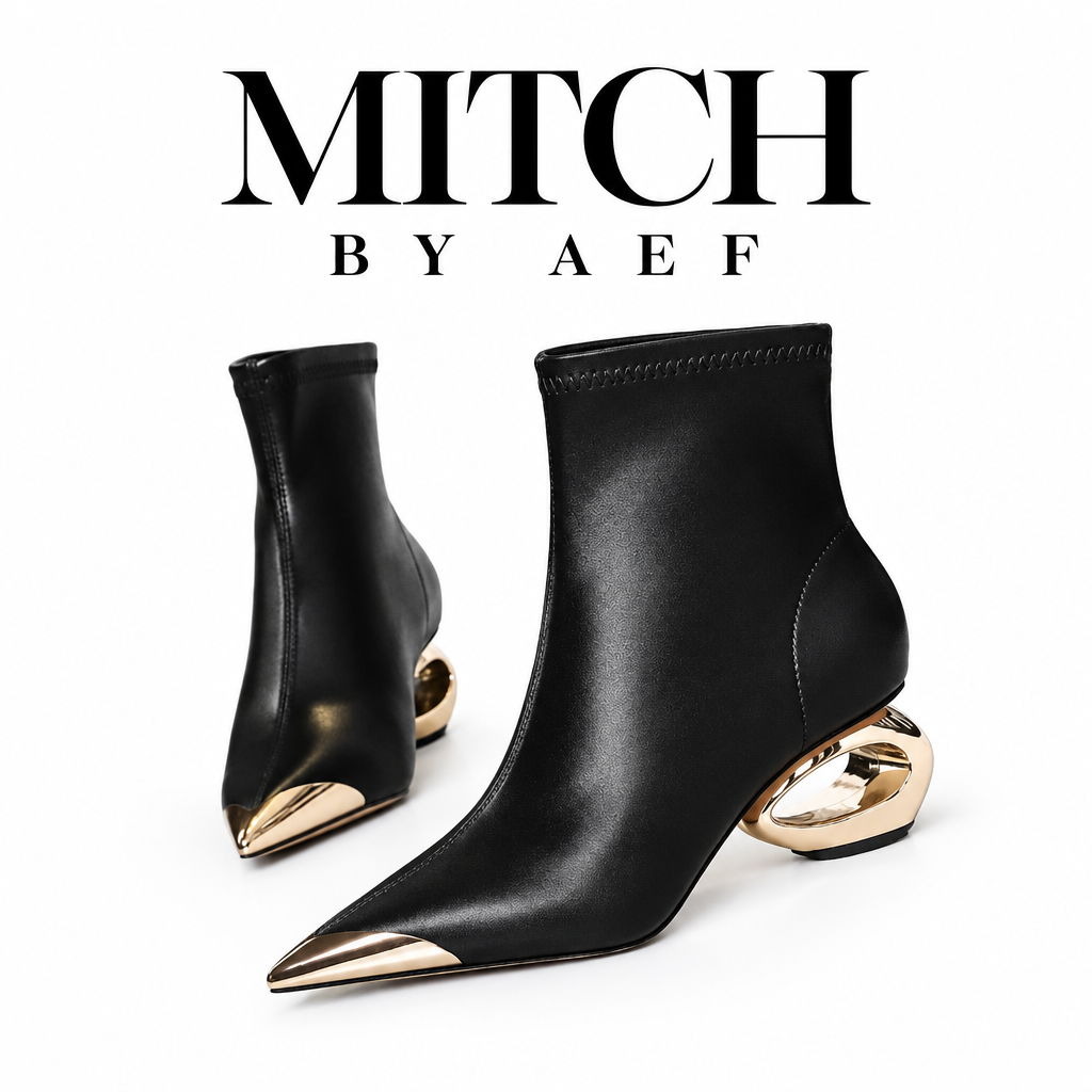Bottines femme noires à bout métallique pointu MITCH BY AEF
