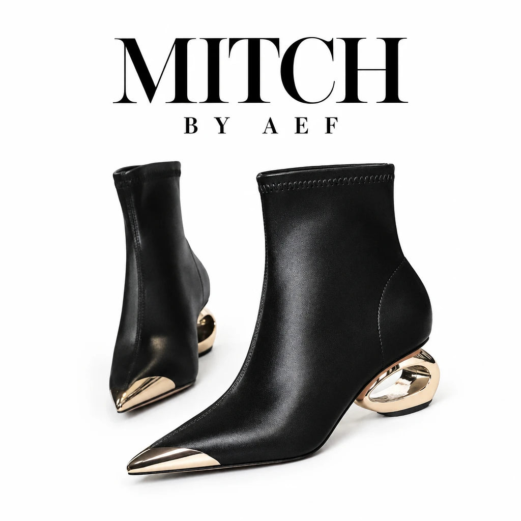 2026 New Metal Hollow Heel Iron Head Pointed Toe Modern Women's Ankle Boots Winter Street Style Low Heel Boots