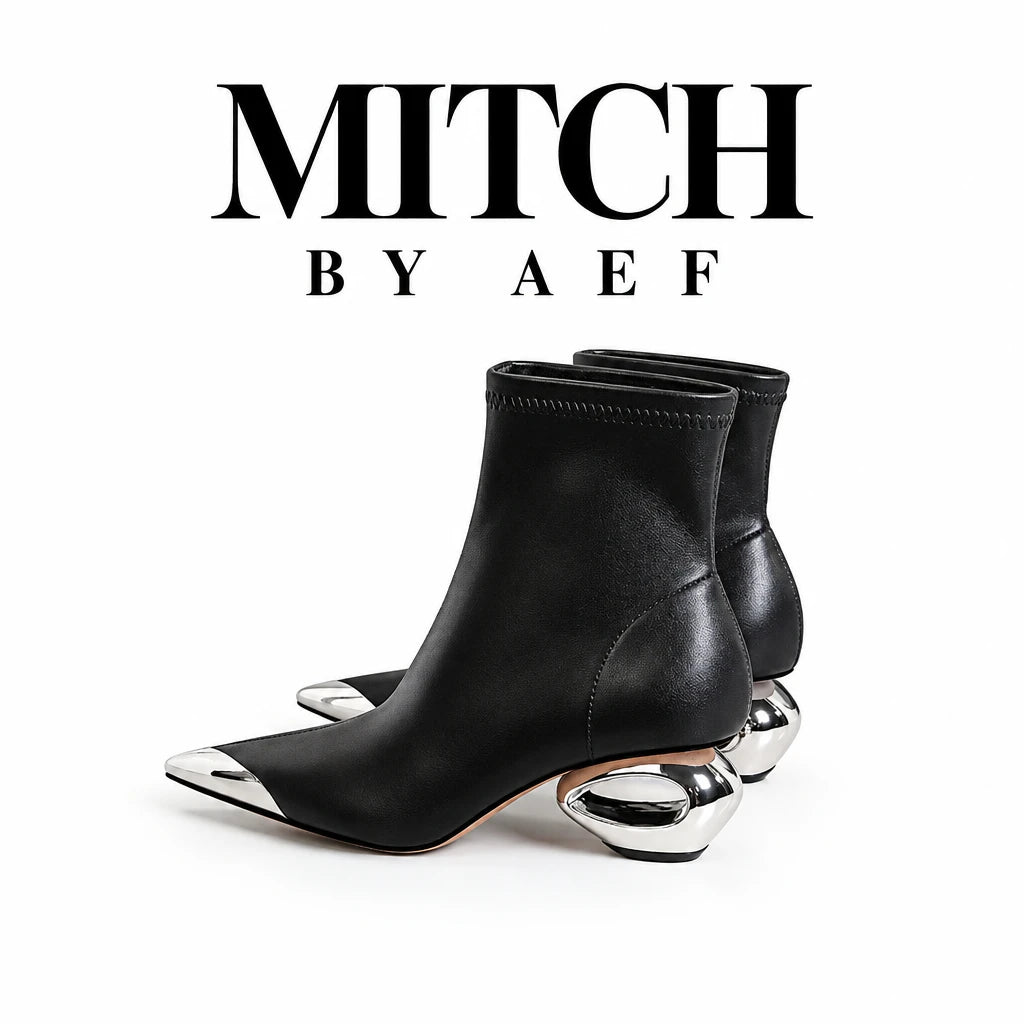 Bottines noires femme vue produit à bout métallique MITCH BY AEF