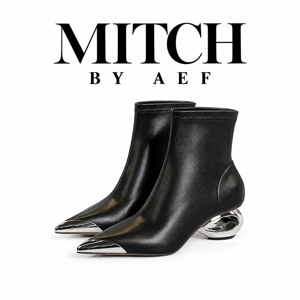 Bottines femme noires vue latérale à talon sculptural MITCH BY AEF
