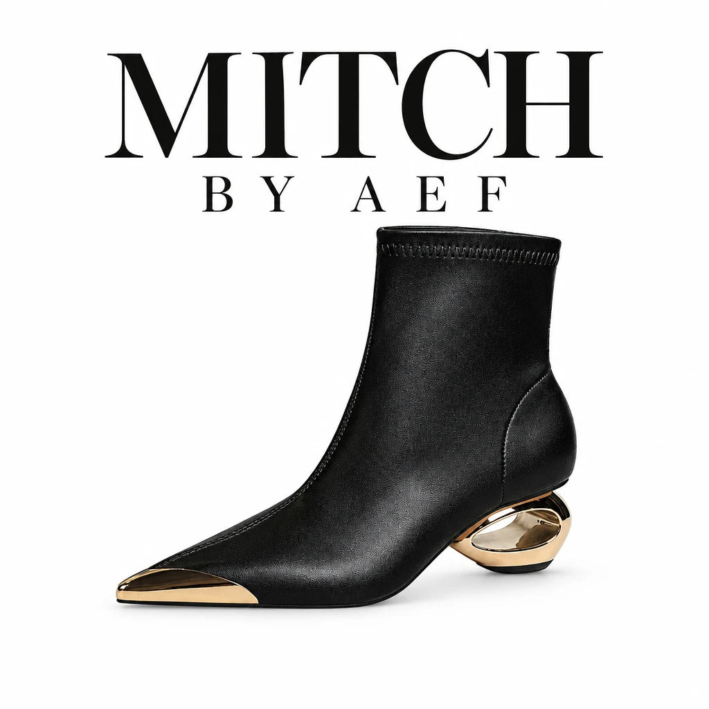 Bottines femme noires finition métallique et talon ajouré MITCH BY AEF