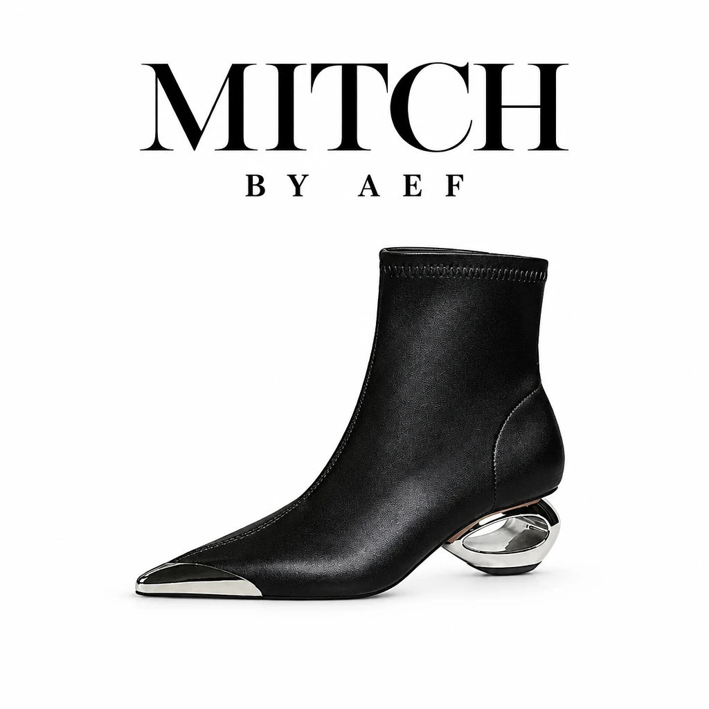 Bottines noires femme à enfiler et talon sculptural MITCH BY AEF