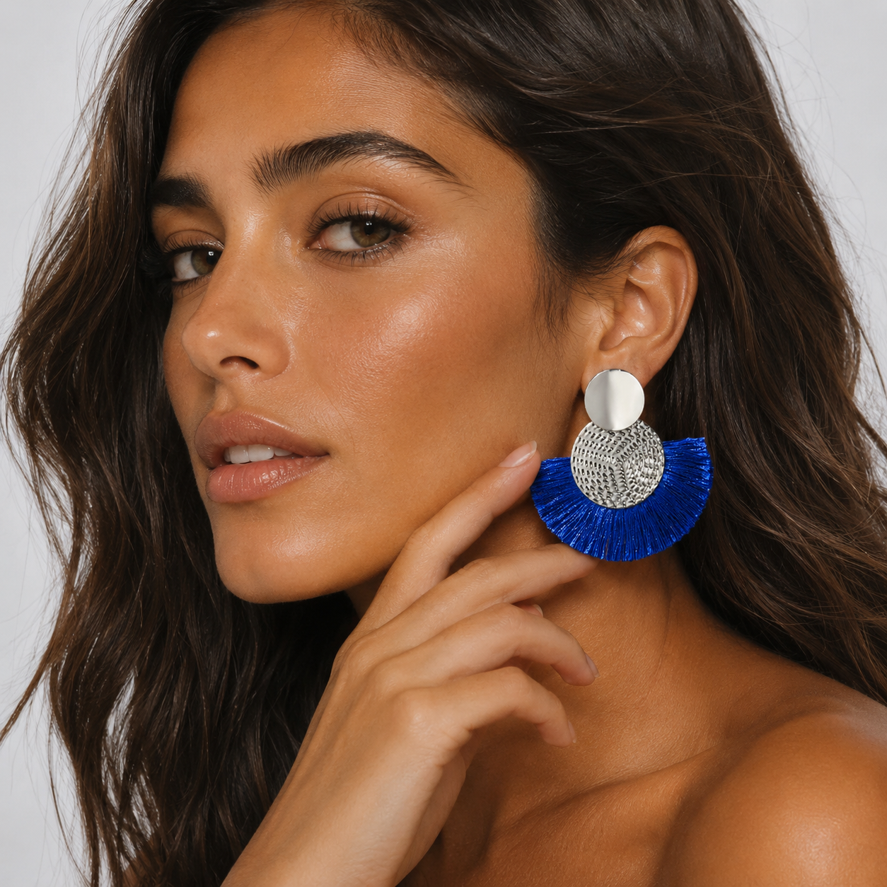 Boucles d'Oreilles Pendantes Franges Éventail Femme - Maxi Tassel Doré