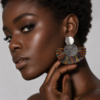 Boucles d'Oreilles Pendantes Franges Éventail Femme - Maxi Tassel Doré