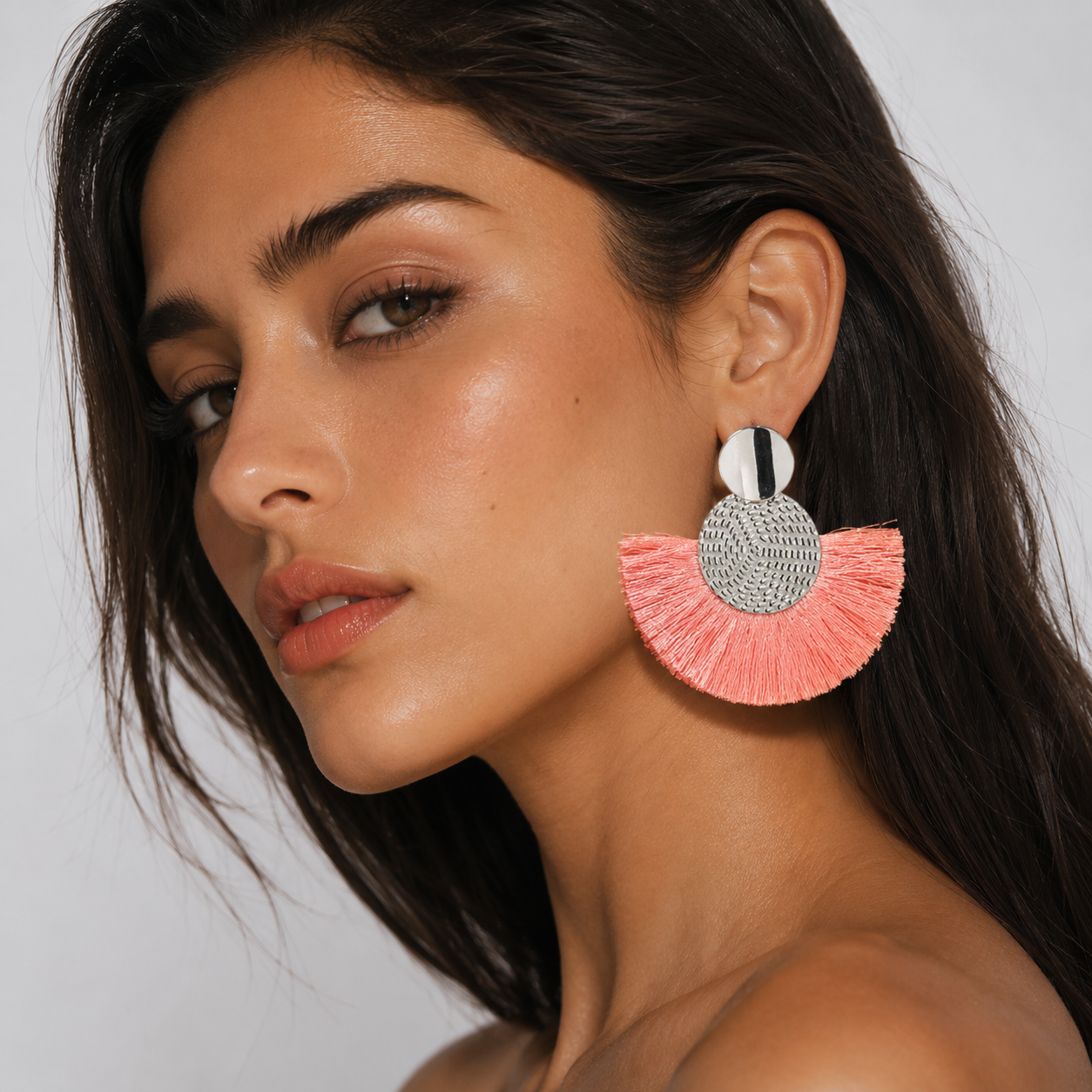 Boucles d'Oreilles Pendantes Franges Éventail Femme - Maxi Tassel Doré