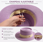 Canotier paille violet lavande ajustable, système de fil de réglage intérieur pour taille sur mesure — MITCH By AEF
