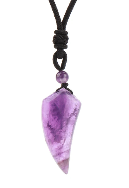 Collier pierre naturelle améthyste — pendentif cristal violet facetté sur cordon noir réglable — MITCH par AEF