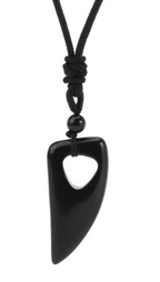 Collier pierre naturelle obsidienne noire — pendentif ajouré forme dent sur cordon noir réglable — MITCH par AEF