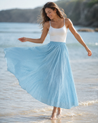 Jupe Longue Évasée Femme - Taille Élastiquée Fluide Bohème Chic