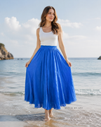 Jupe Longue Évasée Femme - Taille Élastiquée Fluide Bohème Chic
