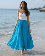 Jupe Longue Évasée Femme - Taille Élastiquée Fluide Bohème Chic