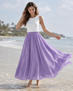 Jupe Longue Évasée Femme - Taille Élastiquée Fluide Bohème Chic