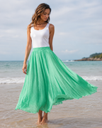 Jupe Longue Évasée Femme - Taille Élastiquée Fluide Bohème Chic