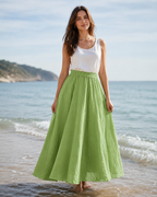Jupe Longue Évasée Femme - Taille Élastiquée Fluide Bohème Chic