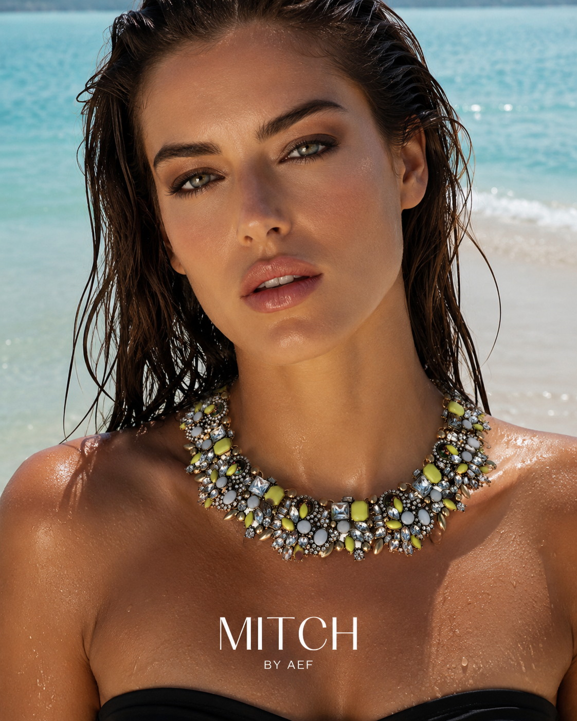 Collier statement cristal multicolore ambré rose et blanc femme été 2026 — MITCH By AEF