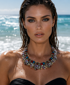 Collier ras-de-cou cristal multicolore rouge violet et bleu statement femme — MITCH By AEF