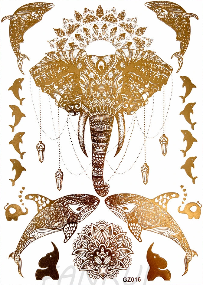 Tatouages Éphémères Dorés Femme - Flash Tattoos Waterproof Plage Été