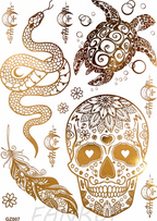 Tatouages Éphémères Dorés Femme - Flash Tattoos Waterproof Plage Été