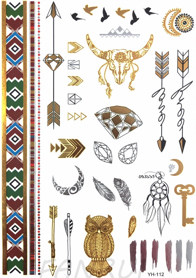 Tatouages Éphémères Dorés Femme - Flash Tattoos Waterproof Plage Été