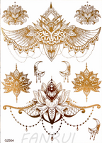 Tatouages Éphémères Dorés Femme - Flash Tattoos Waterproof Plage Été