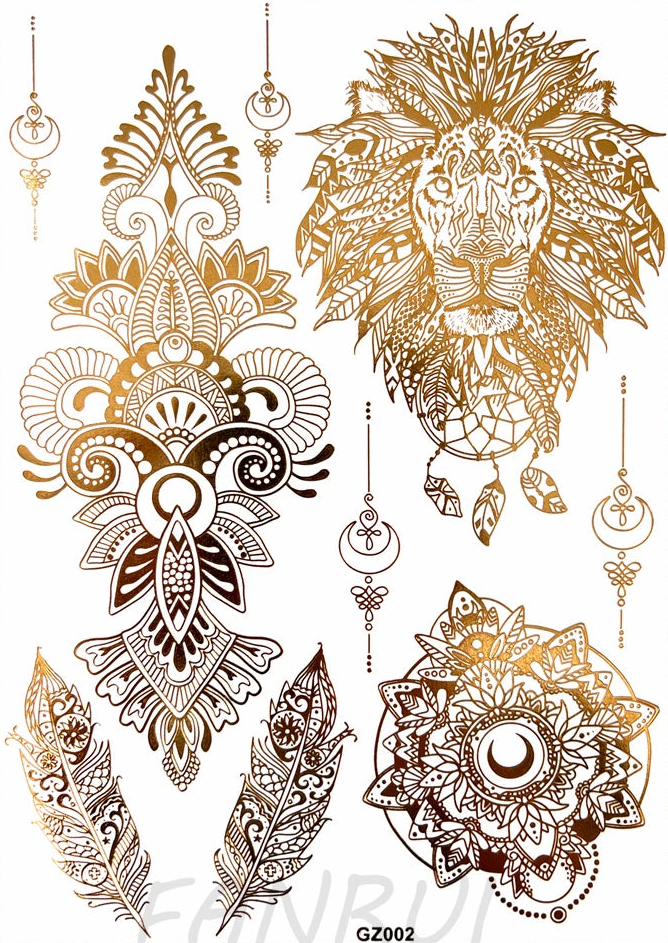 Tatouages Éphémères Dorés Femme - Flash Tattoos Waterproof Plage Été