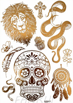 Tatouages Éphémères Dorés Femme - Flash Tattoos Waterproof Plage Été