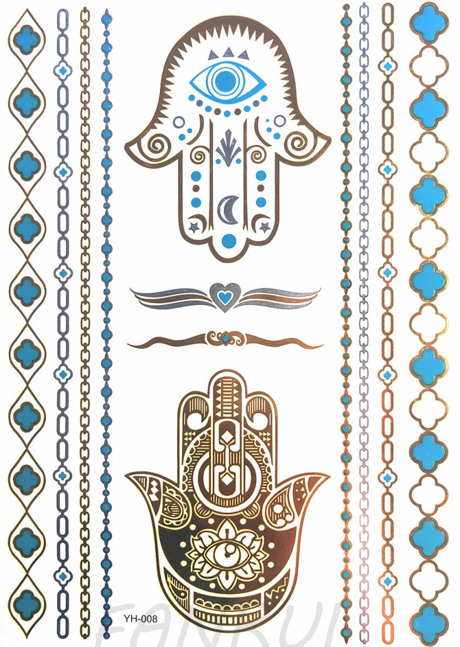 Tatouages Éphémères Dorés Femme - Flash Tattoos Waterproof Plage Été