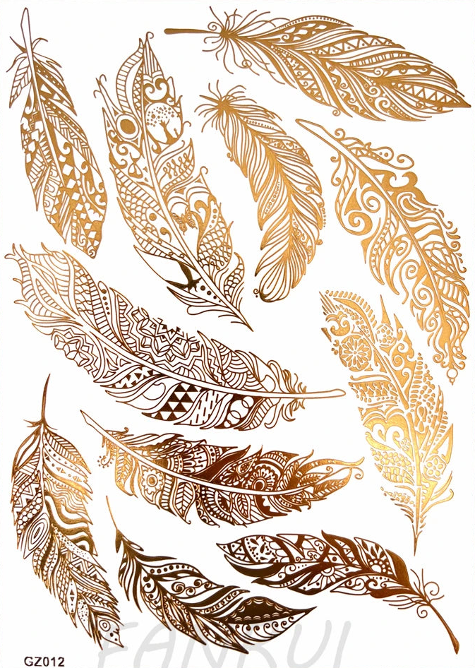 Tatouages Éphémères Dorés Femme - Flash Tattoos Waterproof Plage Été