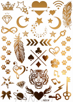 Tatouages Éphémères Dorés Femme - Flash Tattoos Waterproof Plage Été