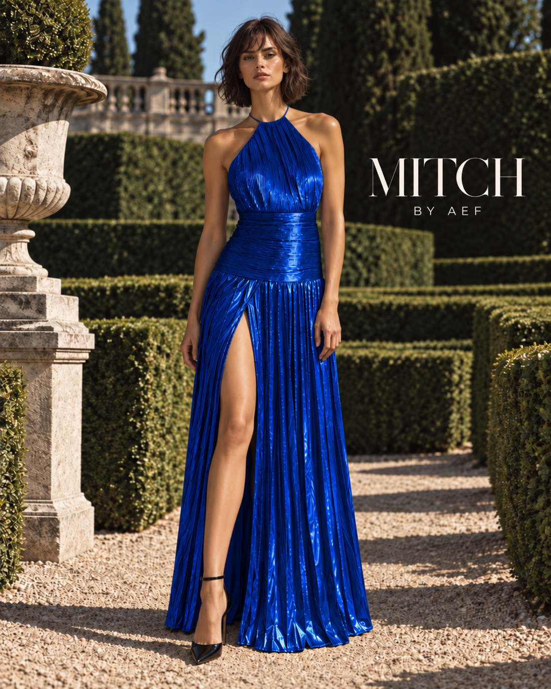 Robe Longue Plissée Dos Nu Femme Glamour Soirée