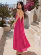 Robe longue maxi dos nu bretelles femme rose corail coupe fluide légère été 2026 vacances MITCH par AEF